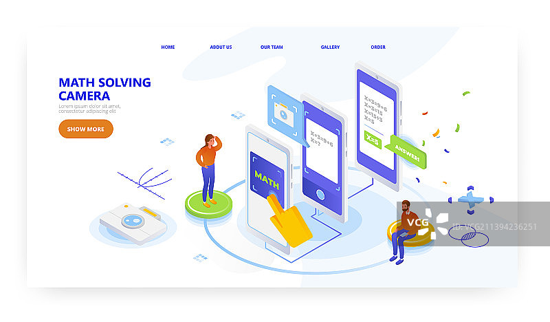 数学解题相机落地页设计网站图片素材
