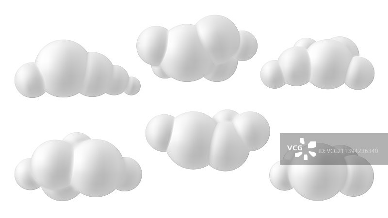 白色3D蓬松云朵图片素材