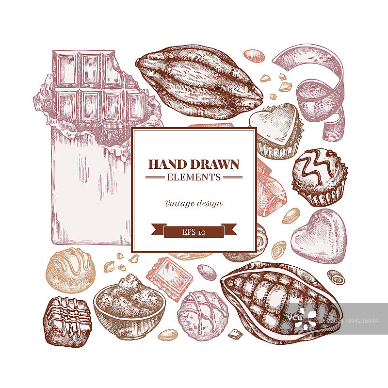 方形柔和可可豆设计图片素材