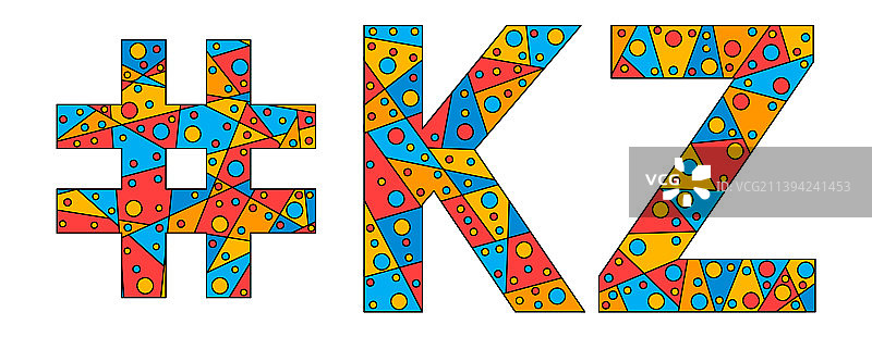 来自KZ主题标签马赛克的隔离文字字母图片素材