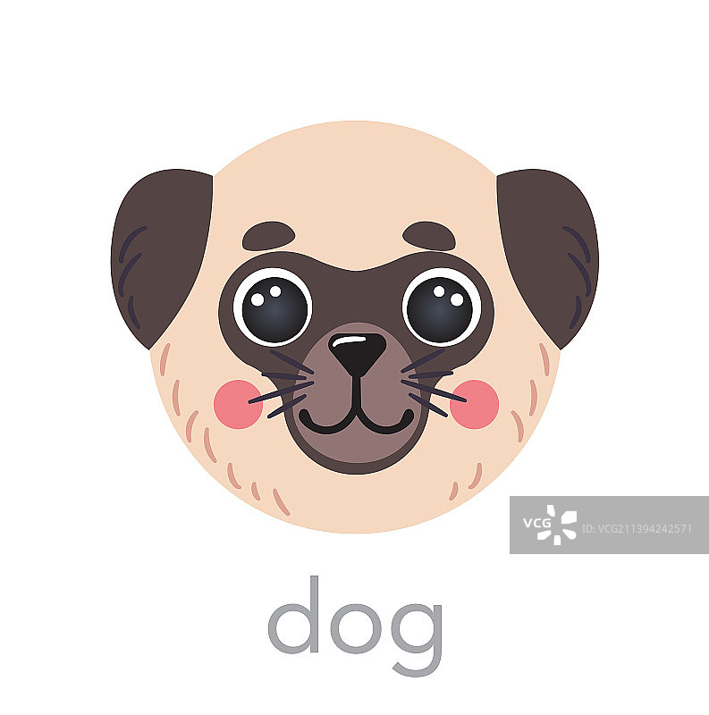 可爱哈巴狗头像，带文字笑脸图片素材