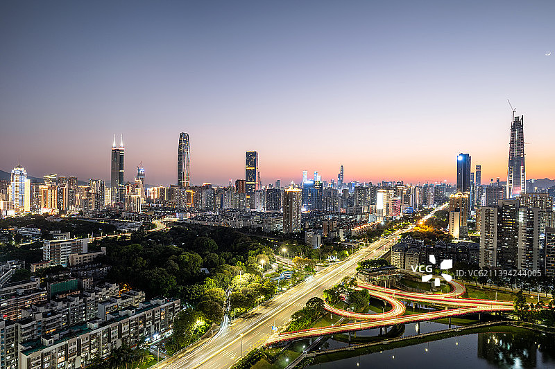 深圳市罗湖区夜景天际线图片素材
