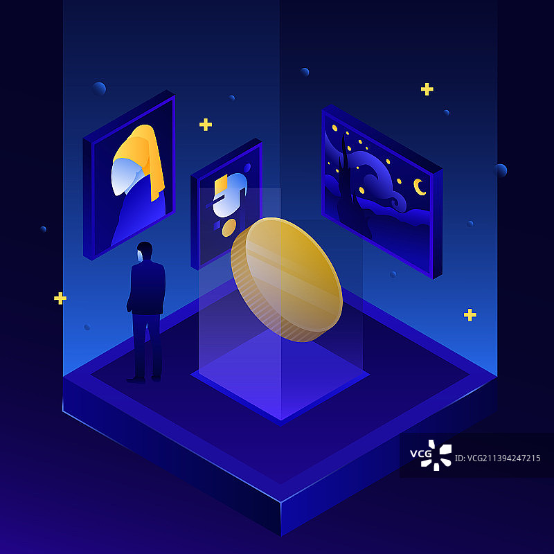 2.5D NFT深蓝色设计图片素材