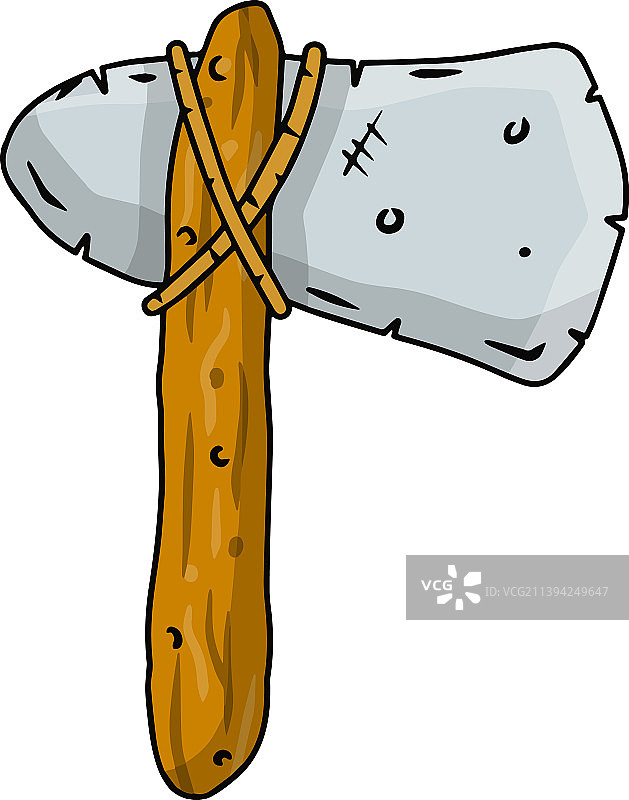 穴居人的木柄石锤图片素材