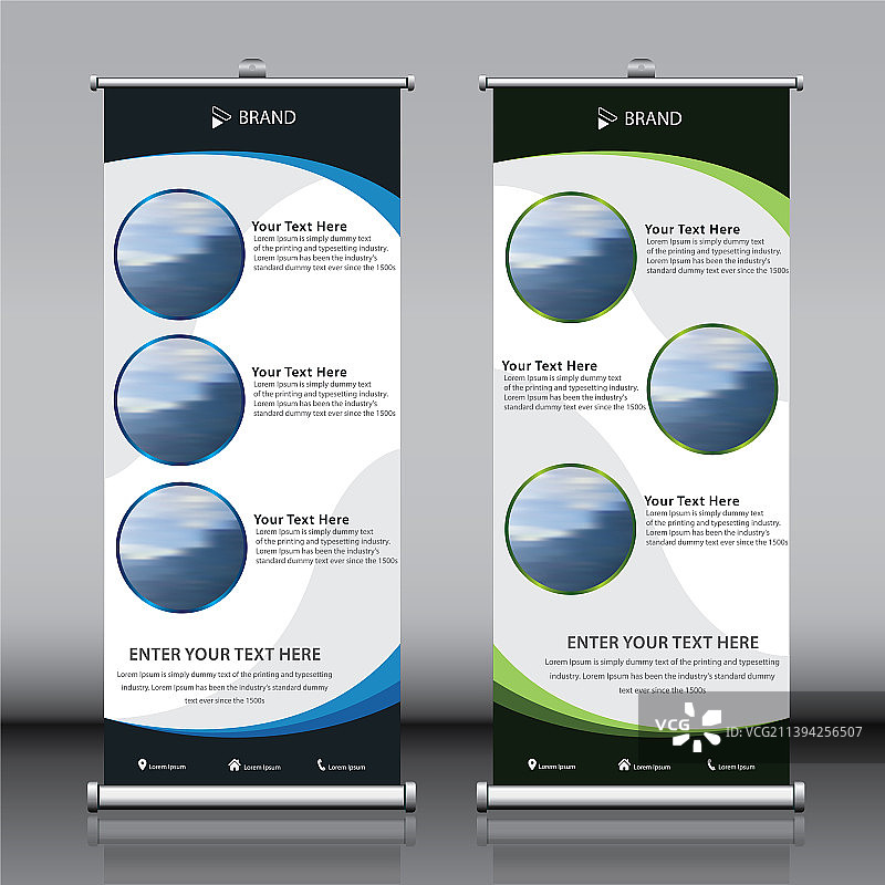 绿蓝灰色卷帘banner设计图片素材