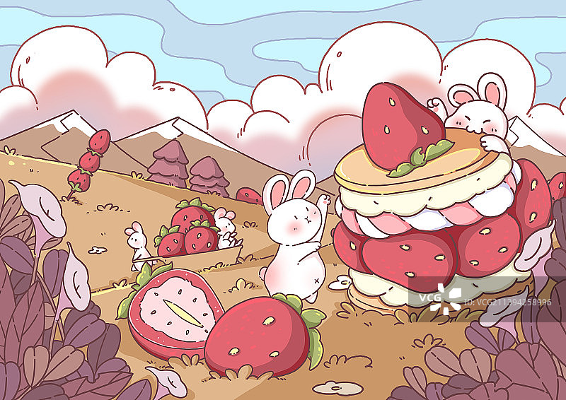 兔子草莓庄园图片素材