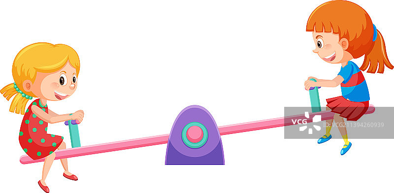 白色背景上的简约儿童跷跷板图片素材