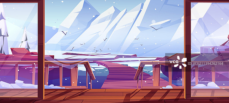 海边木桥或码头的家庭露台景观图片素材