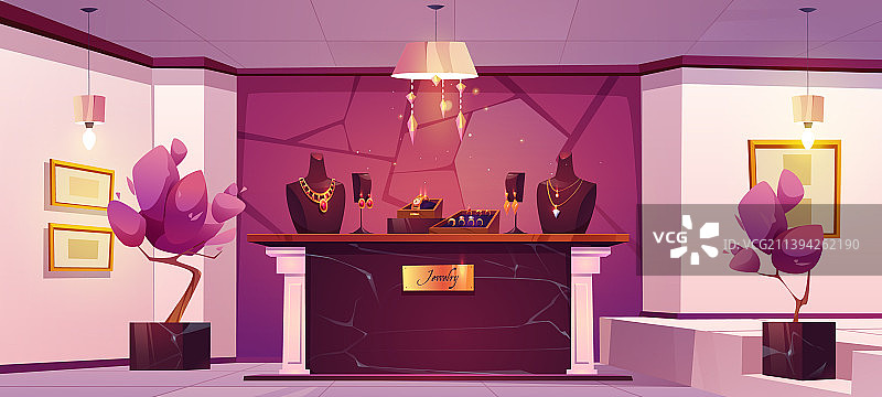 豪华珠宝店交易室空旷内景图片素材