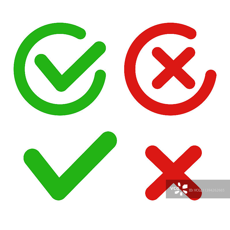 正确的复选框和叉号图标集图片素材