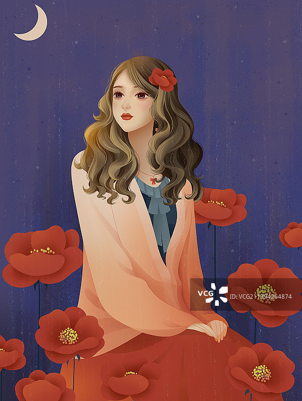 一个坐着的优雅女孩图片素材