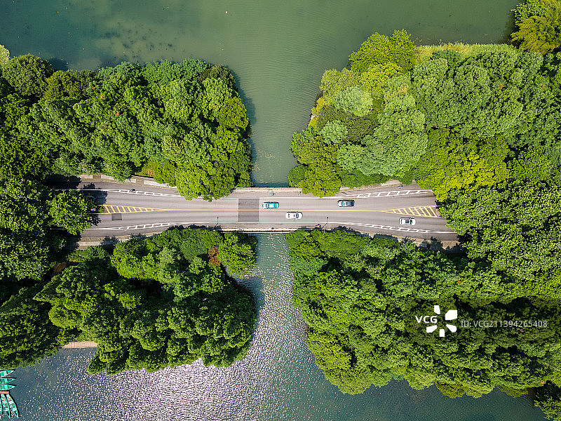 盛夏的杭州西湖隐秀桥图片素材