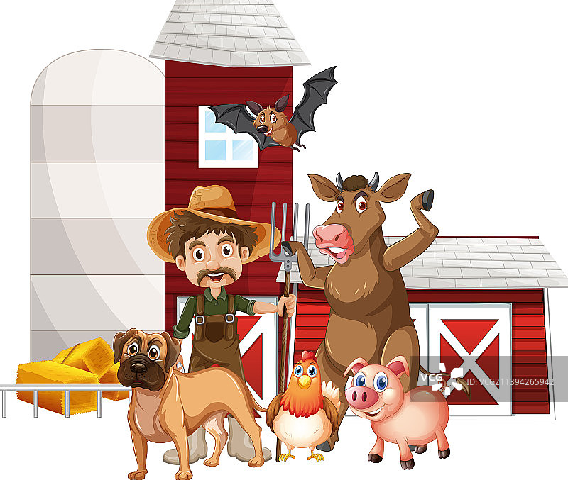 以农民和动物为主题的农业图片素材
