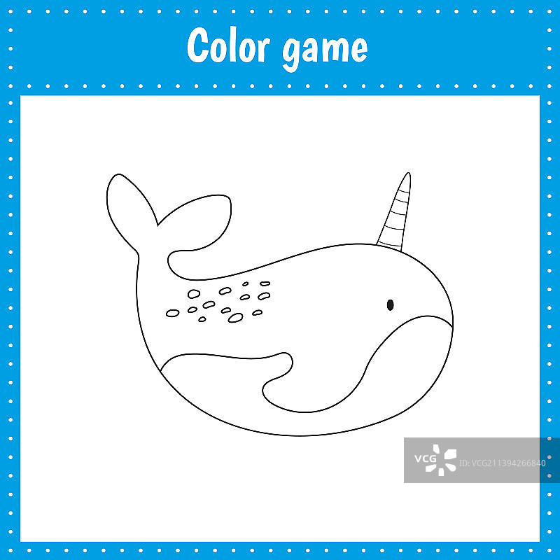 独角鲸涂色页图片素材