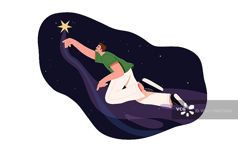 人物在太空中飞行寻找星星图片素材