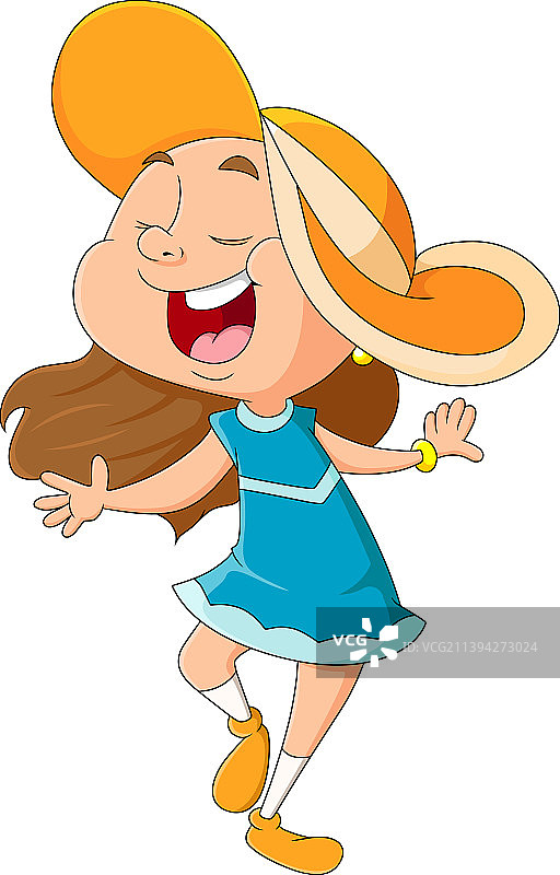 边跳舞边大声唱歌的可爱女孩图片素材