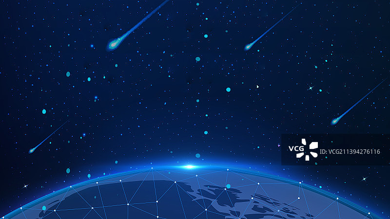 元宇宙商务网格科技感5G互联网流星地球图片素材