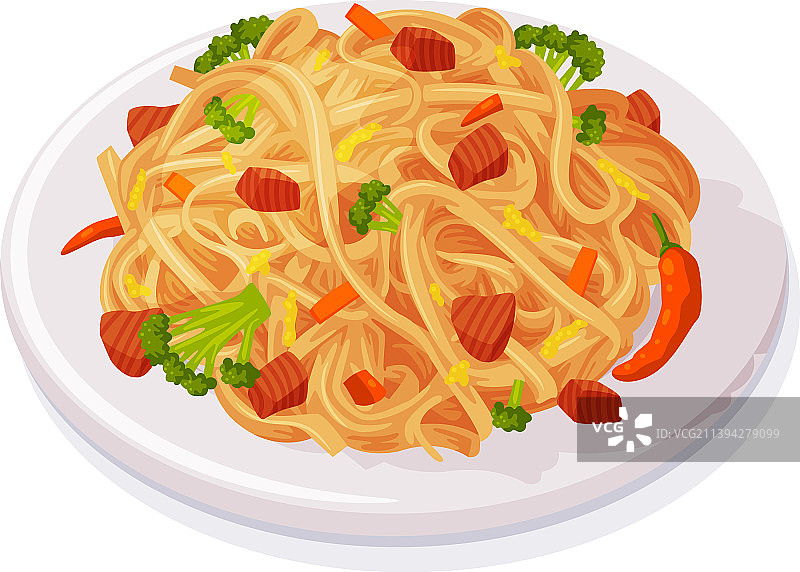 配有面条沙拉的传统泰国菜图片素材