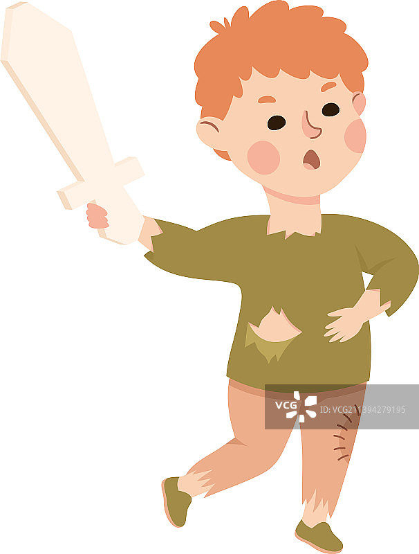 戏剧表演中穿补丁服装的小男孩图片素材