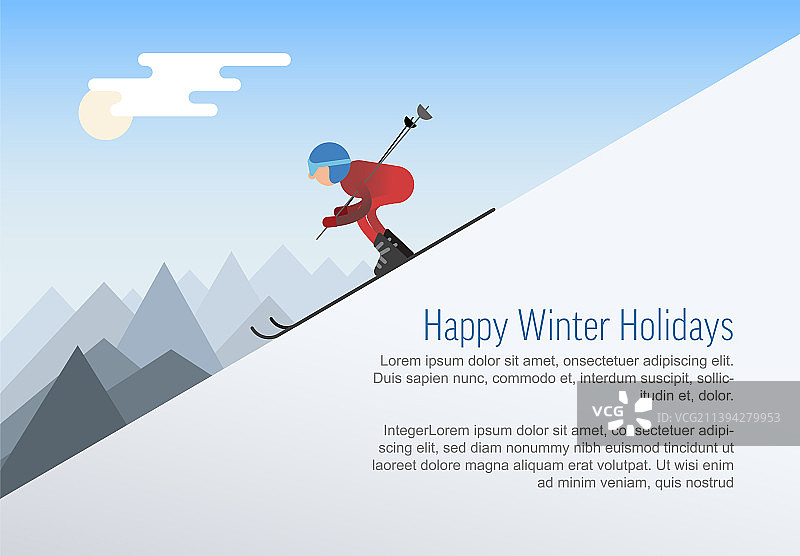 冬季滑雪节日贺卡模板图片素材