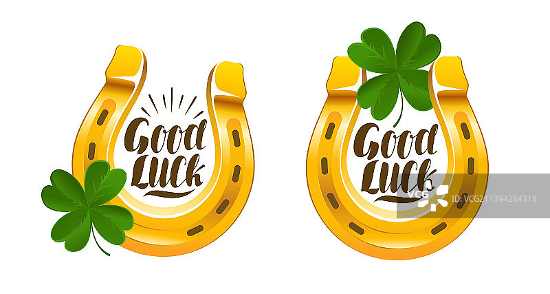 马蹄铁与三叶草：成功象征图片素材