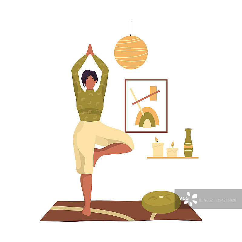 瑜伽树式或树式banner图片素材