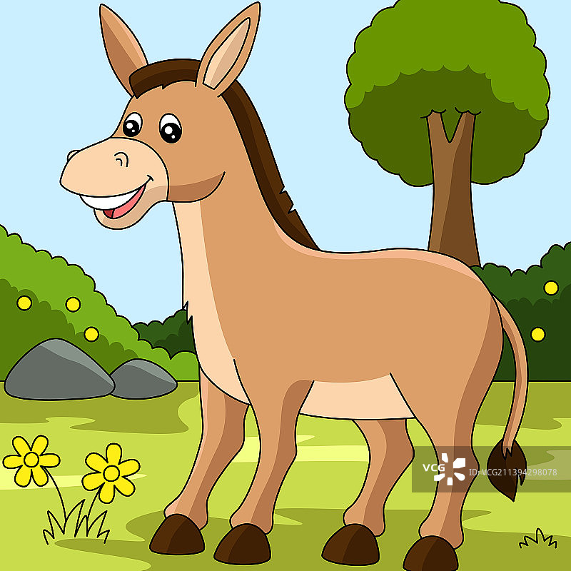 彩色卡通农场驴图片素材