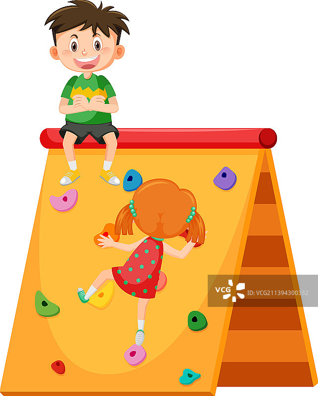 白色背景上的儿童攀岩图片素材