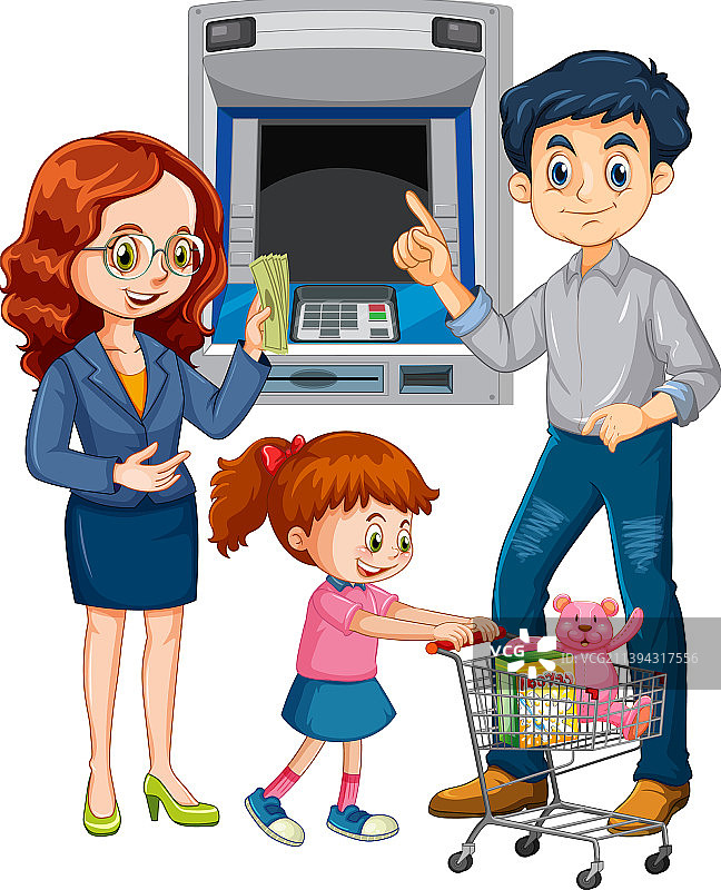 女商人从自动取款机取款图片素材