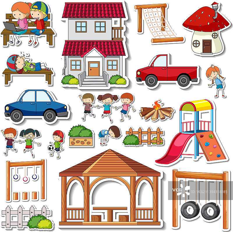 游乐场物体贴纸包图片素材
