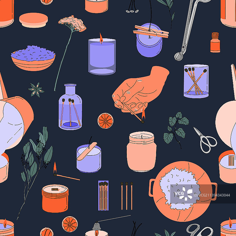 各种形状的蜡烛无缝图案图片素材