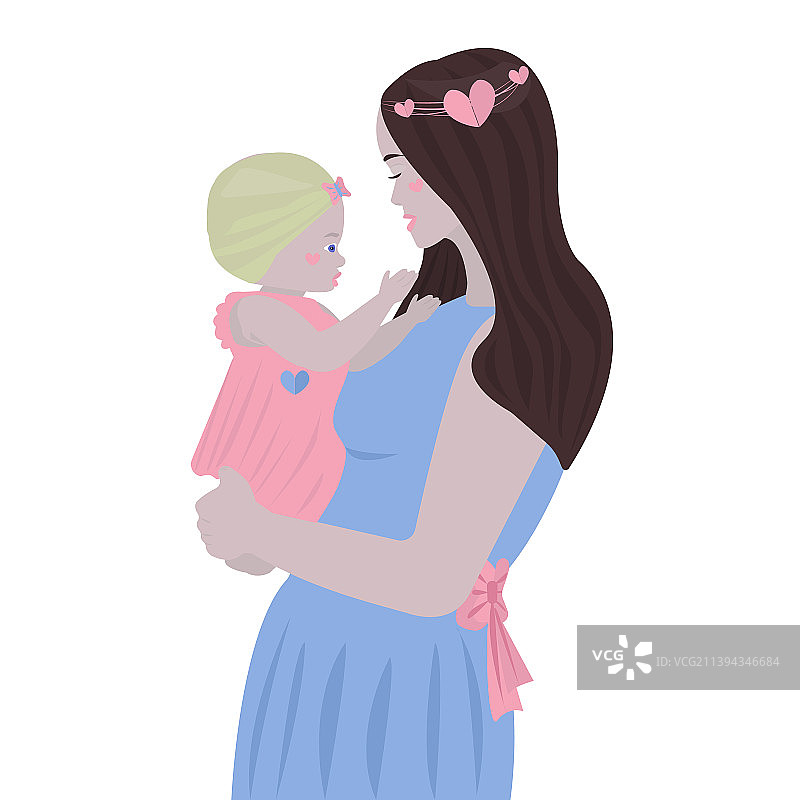 色彩鲜艳的女人和孩子图片素材