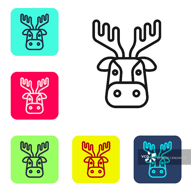 黑色线条的鹿头图标图片素材