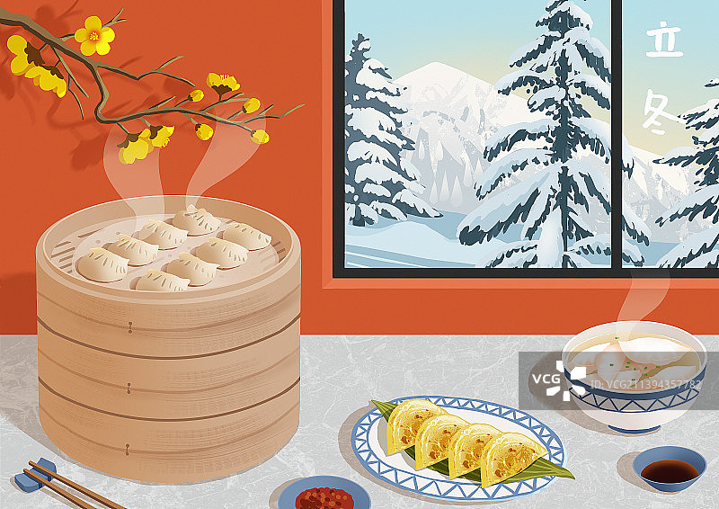 二十四节气立冬吃饺子图片素材