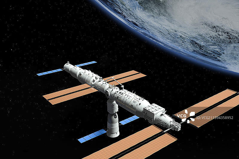 中国问天试验舱与天和核心舱对接图片素材