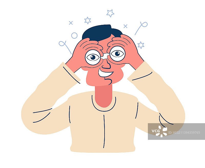 男人用双筒望远镜观察图片素材