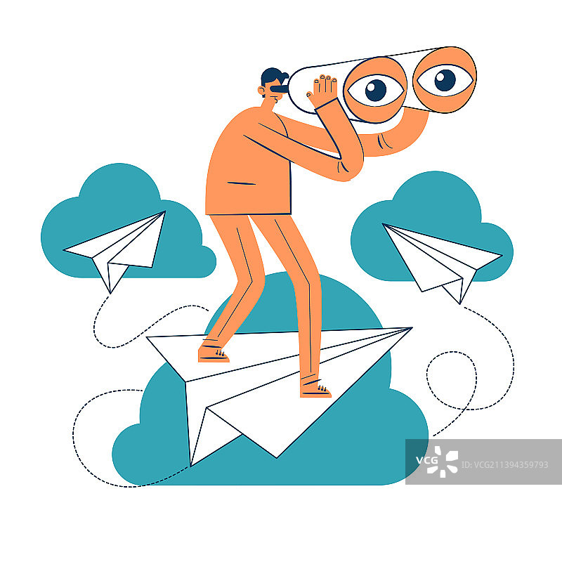 拿着双筒望远镜的男人图片素材