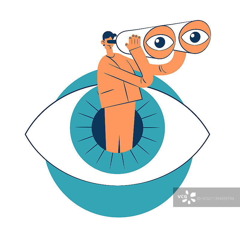 男人用双筒望远镜观察图片素材