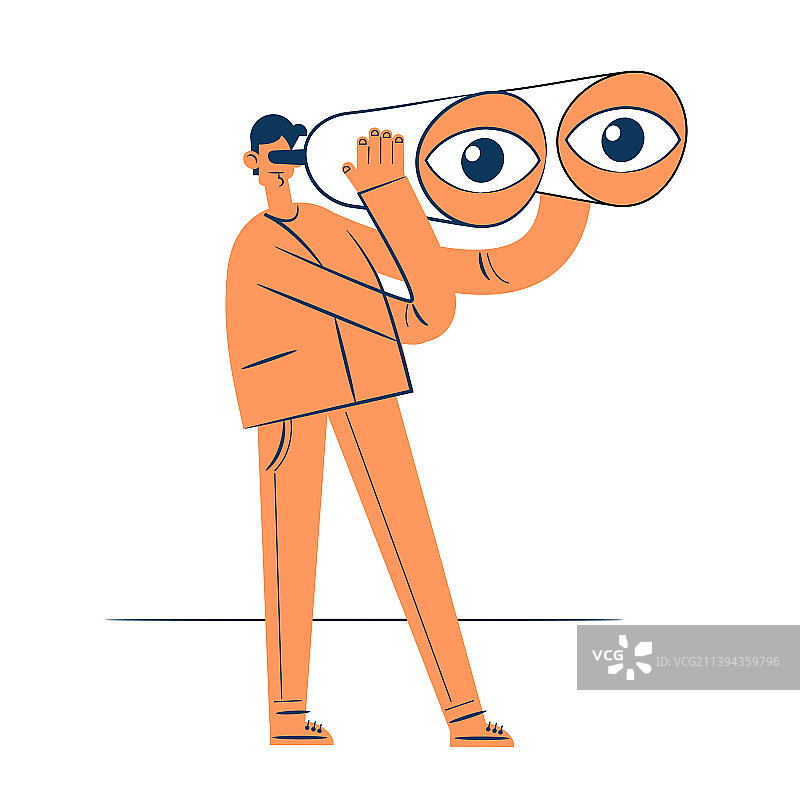 男人用双筒望远镜观察图片素材