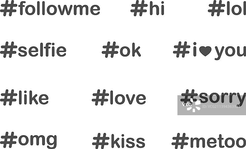 用于用户界面和网络的各种话题标签图片素材