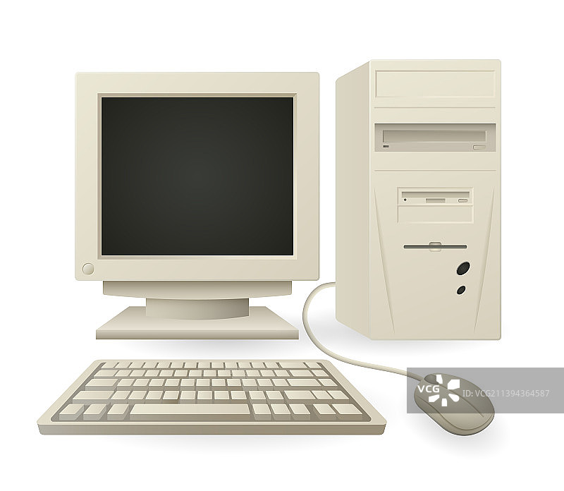 带配件的复古电脑图片素材