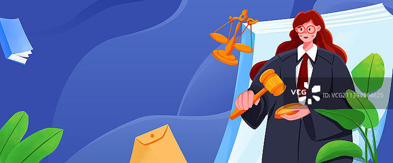 律师法官政务人物宣传插画-横幅图片素材