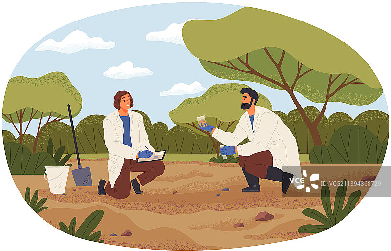 人们探索自然土壤科学家进行研究图片素材