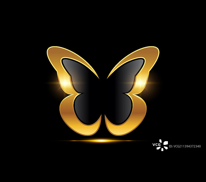 金色光泽蝴蝶标志图片素材