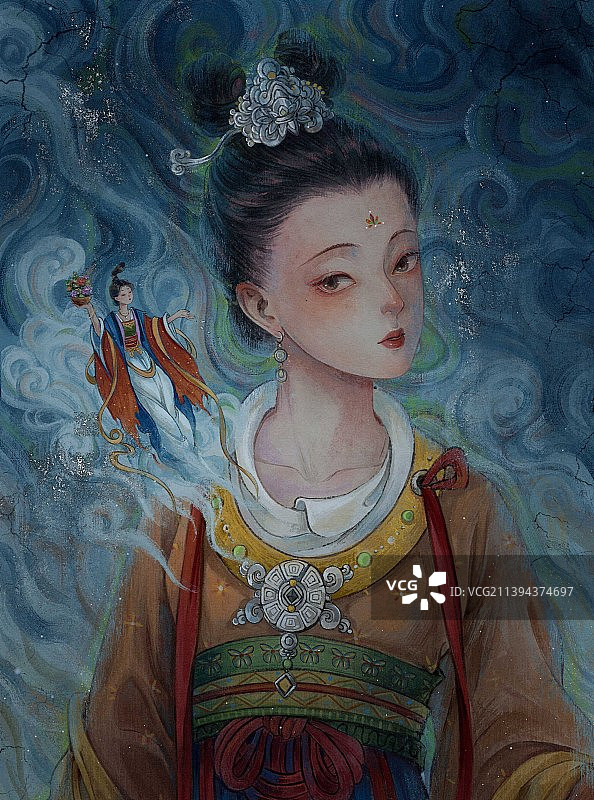 中国风古风人物插画——小仙图片素材