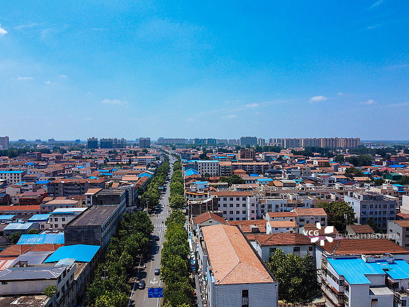 扶沟县 扶沟人民会堂 国芳购物 新建东路 航拍图片素材