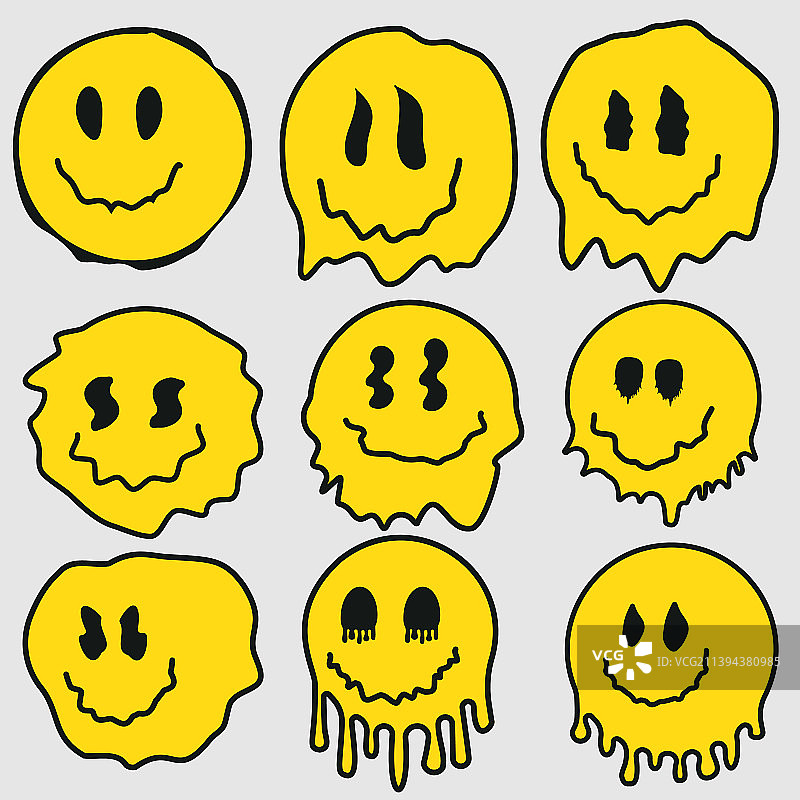 扭曲的笑脸表情符号大合集图片素材