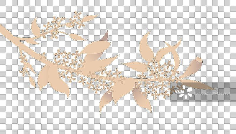 金色桂花插画元素，中秋节花卉背景元素，优雅富贵高端金色植物图纸盛开图鉴图片素材