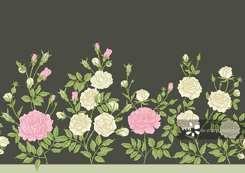 千花风格的玫瑰花枝图片素材