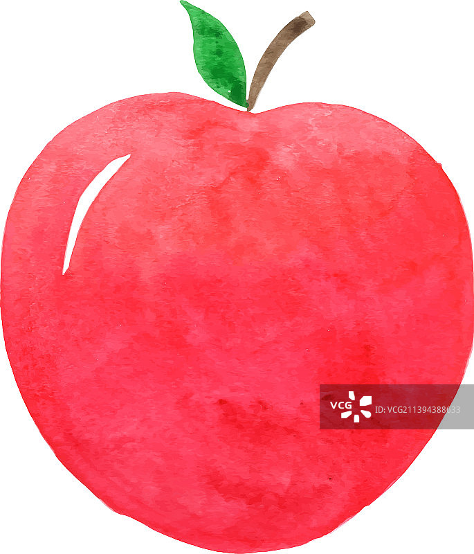 红色苹果水彩画图片素材